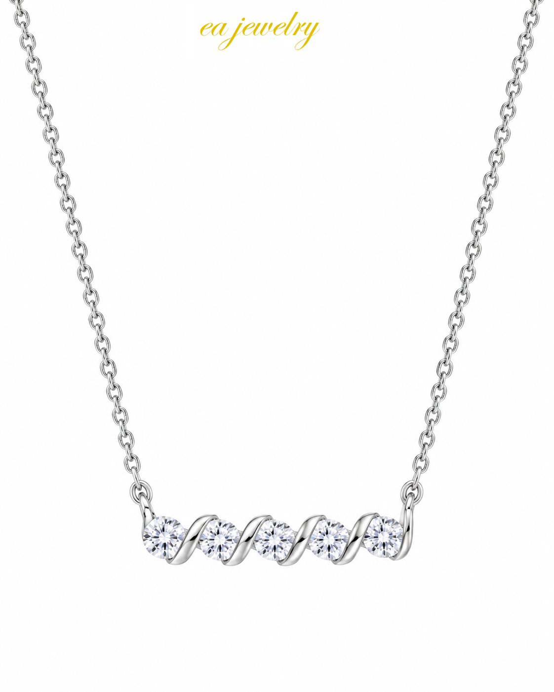 Silver Wave Zircon Necklace