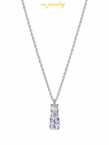 Silver Triple Zircon Drop Necklace