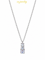 Silver Triple Zircon Drop Necklace