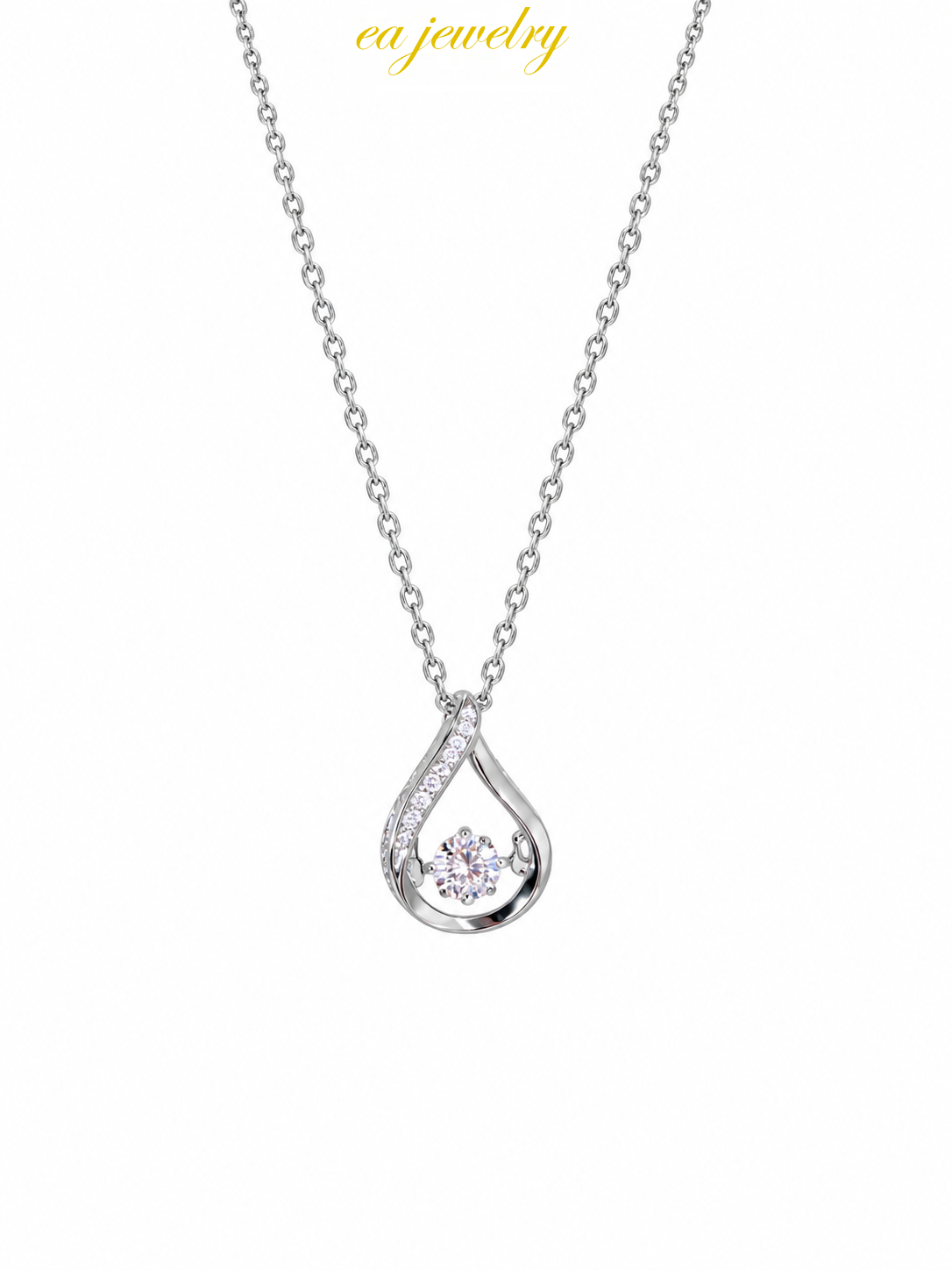 Silver Teardrop Zircon Necklace