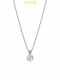 Silver Solitaire Zircon Necklace