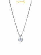 Silver Solitaire Zircon Necklace