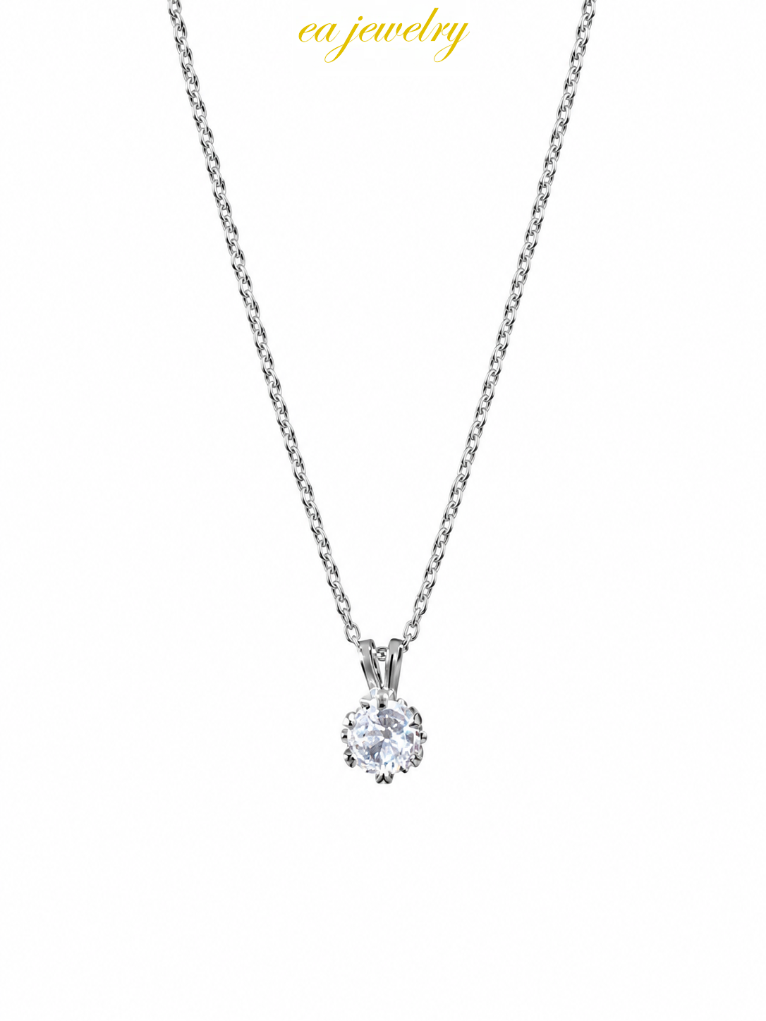 Silver Solitaire Zircon Necklace
