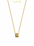 Gold Honeycomb Zircon Necklace