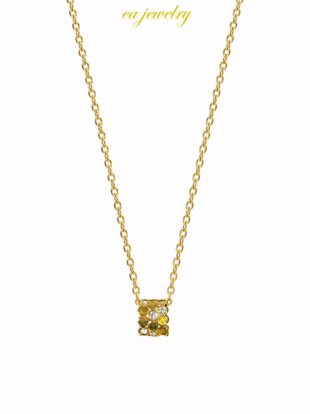 Gold Honeycomb Zircon Necklace