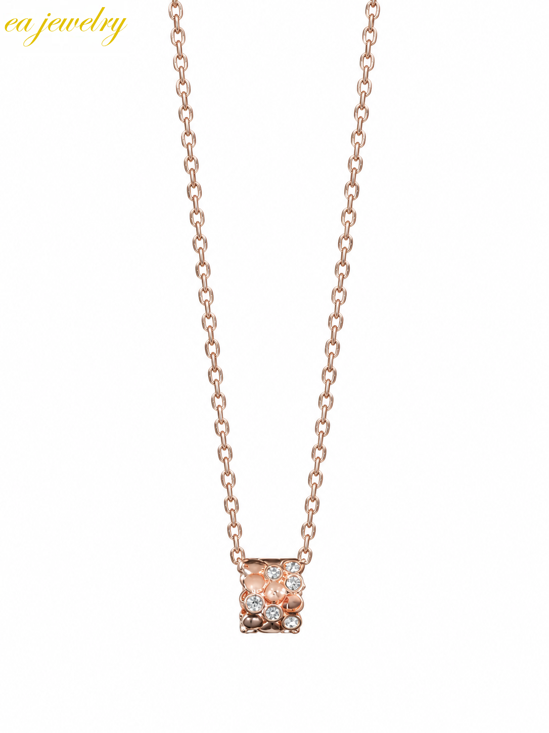Rose Gold Honeycomb Zircon Necklace