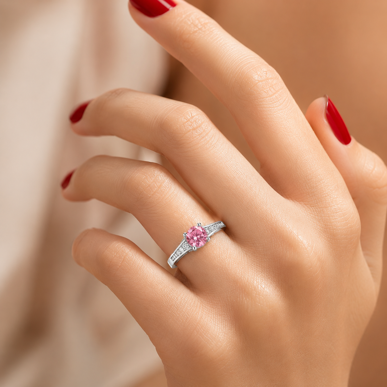 Rosé Lumière Silver Ring