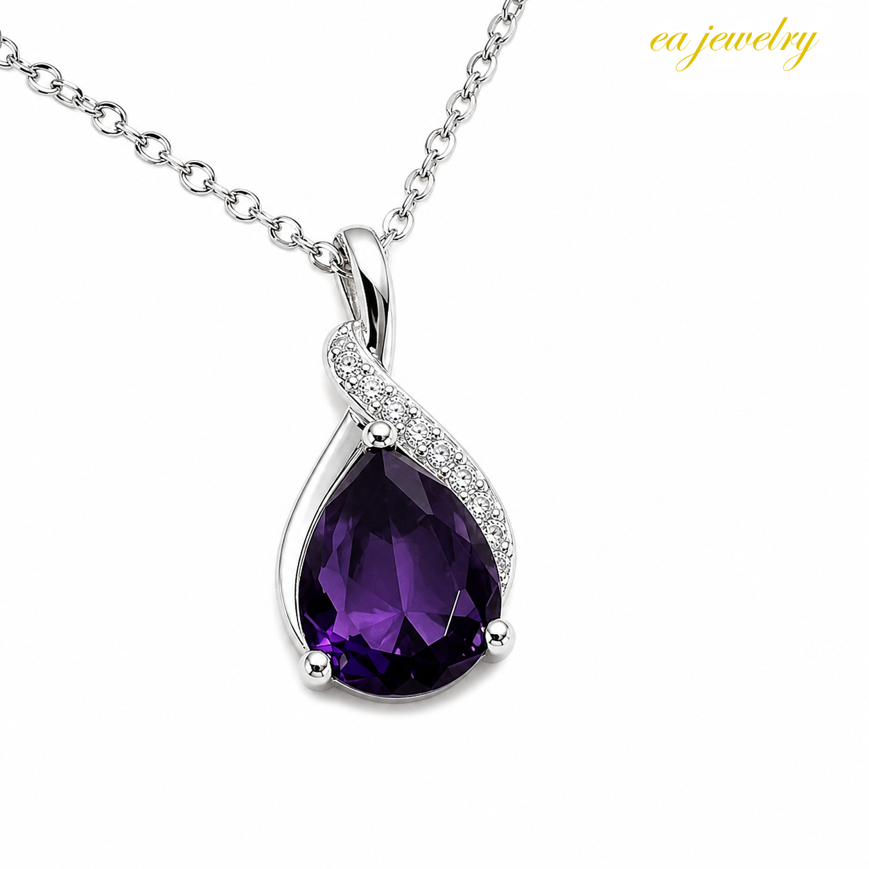 Purple Teardrop Crystal Necklace