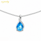 Blue Teardrop Crystal Necklace