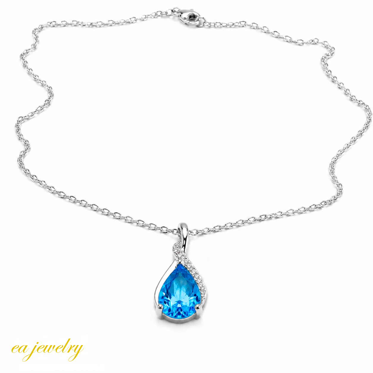 Blue Teardrop Crystal Necklace