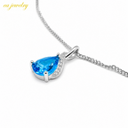 Blue Teardrop Crystal Necklace