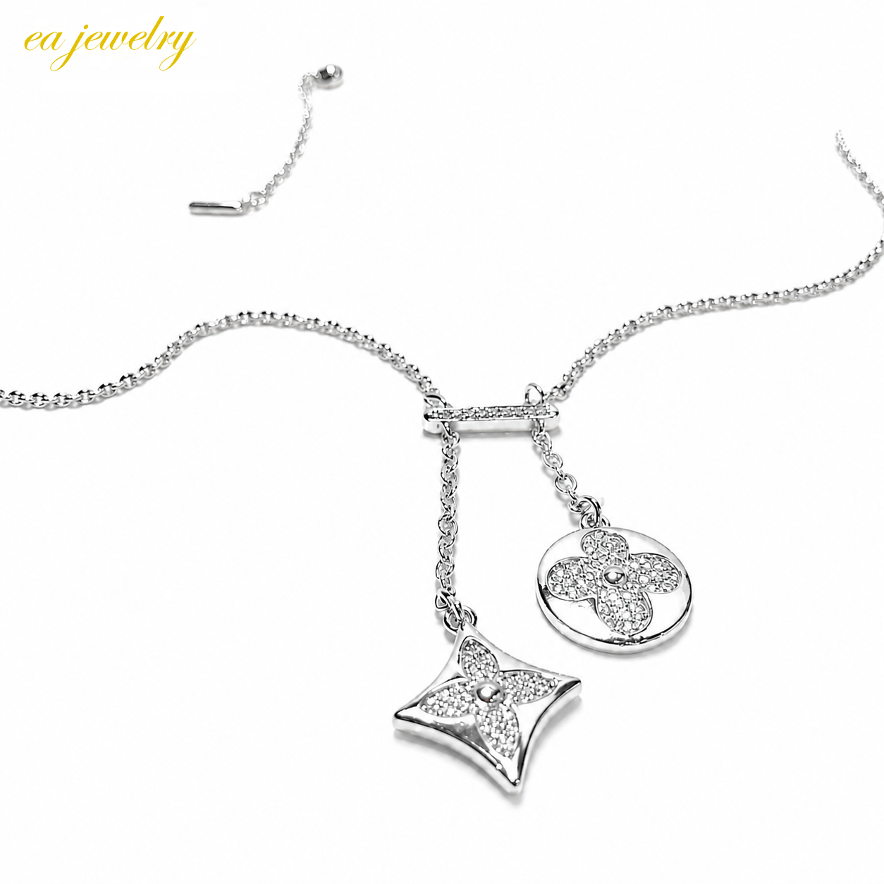 Silver Charm Drop Necklace
