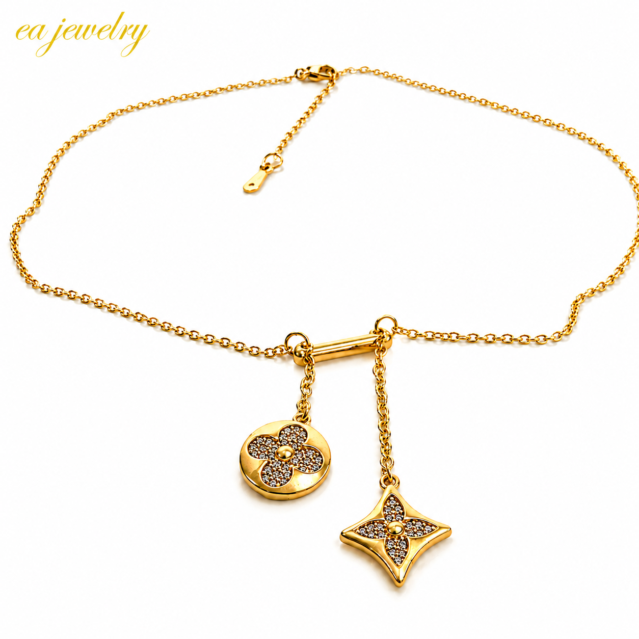 Golden Charm Drop Necklace