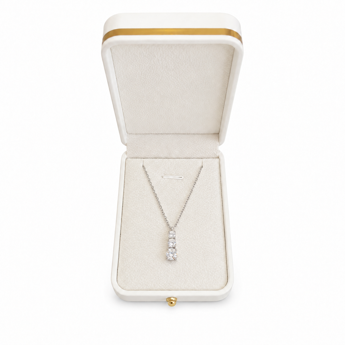 Silver Triple Zircon Drop Necklace
