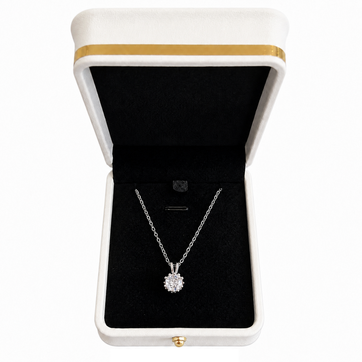 Silver Solitaire Zircon Necklace